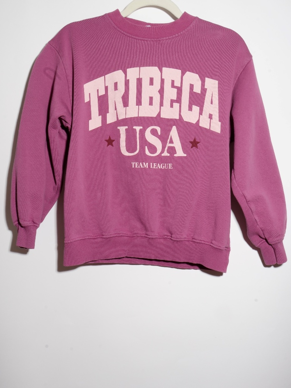 Zara Girls Tribeca USA Varsity Sweatshirt Pink Size 11/12 Crewneck Pullover